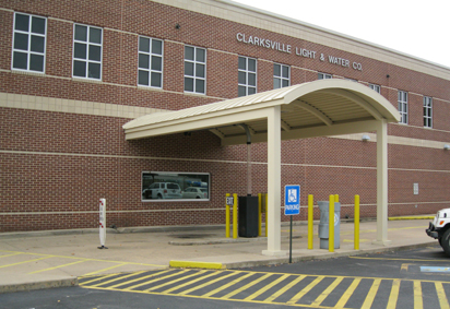 The drive thru portion of the Clarksville Light and Water Company building