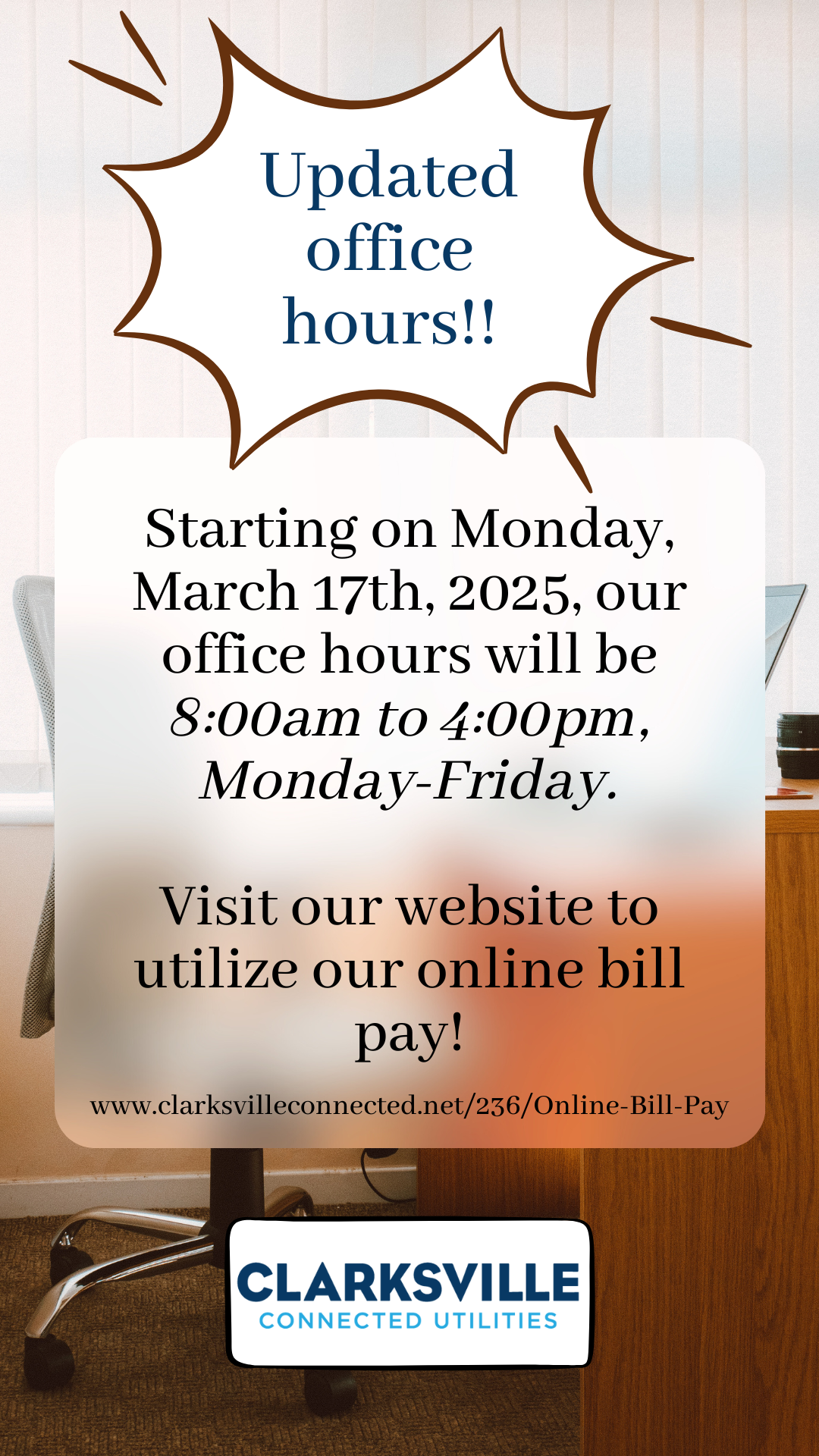 Office Hours, Business Office, Hours